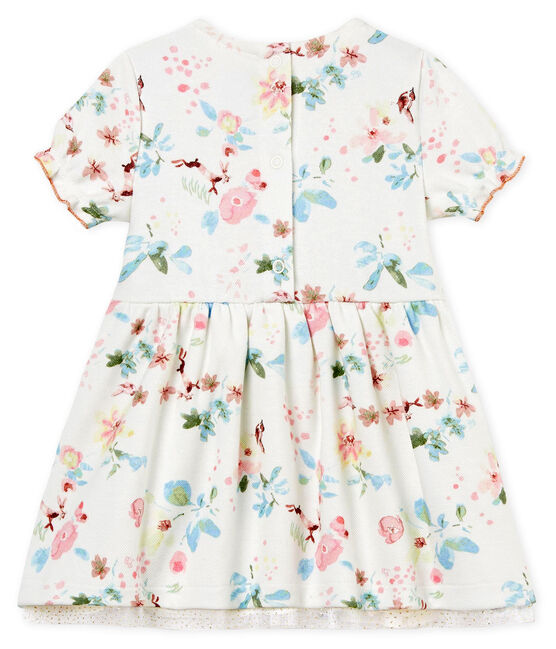 Vestido manga corta estampado para bebé niña blanco MARSHMALLOW/blanco MULTICO