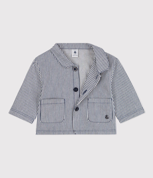 Chaqueta corta de tela a rayas para beb&eacute; azul/blanco