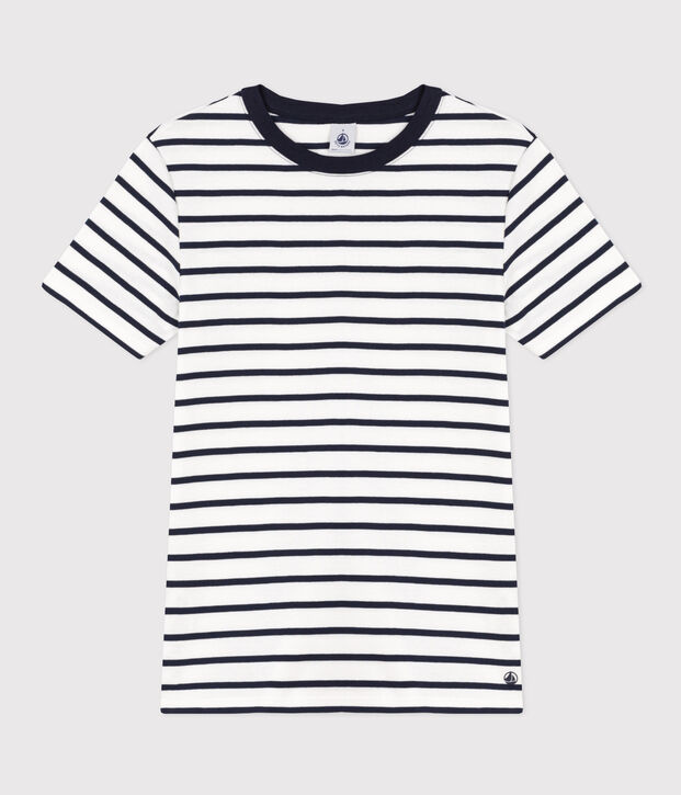 Camiseta L'ICONIQUE de algod&oacute;n con cuello redondo para mujer blanco/azul