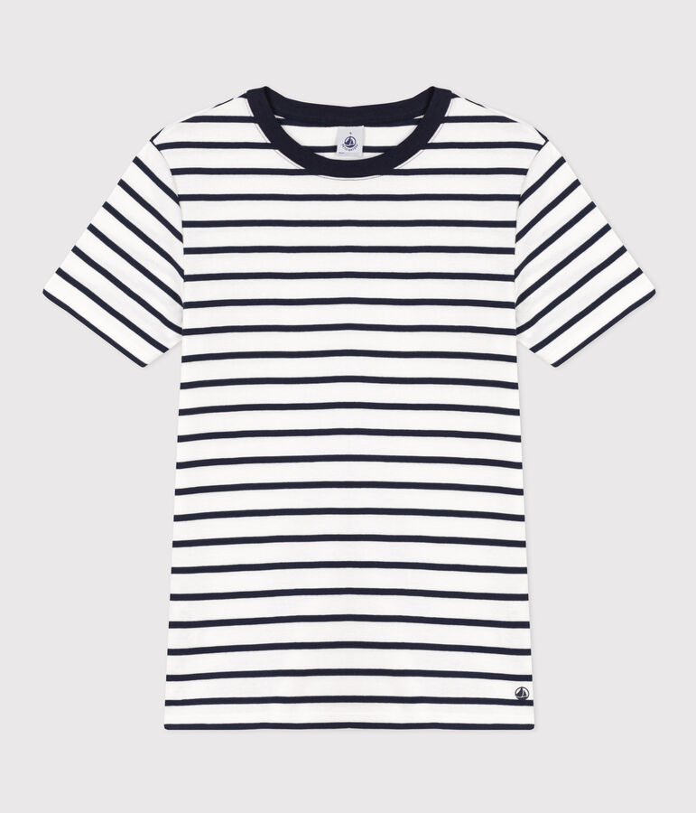 Camiseta L'ICONIQUE de algod&oacute;n con cuello redondo para mujer blanco MARSHMALLOW/azul SMOKING