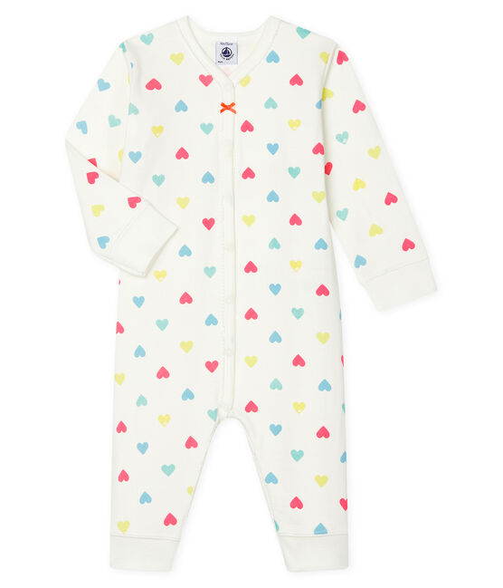 Pijama de bebé sin pies en túbico para niña blanco MARSHMALLOW/blanco MULTICO