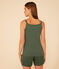 Pijama corto y top liso de algodón y lyocell de mujer verde CROCO