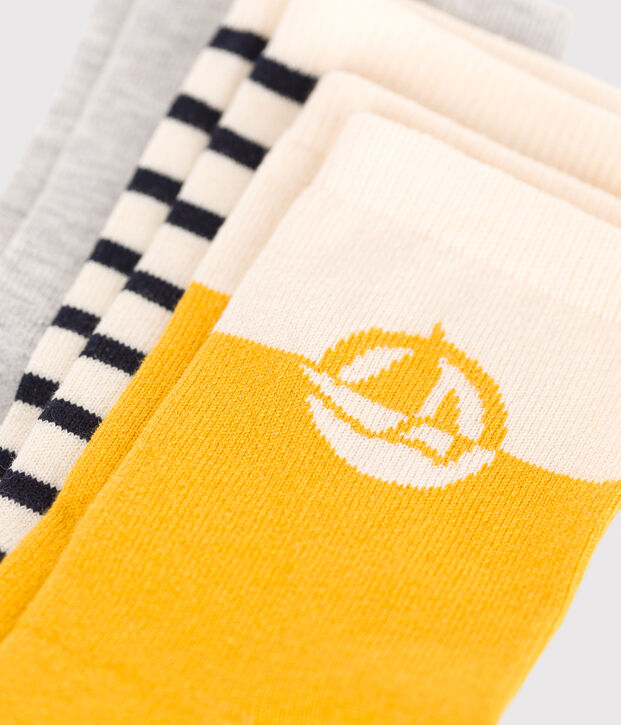3 pares de calcetines infantiles de algod&oacute;n con logo multicolor