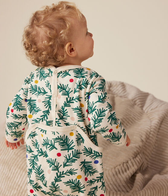 Pijama de felpa perchada con estampado de árbol de Navidad para bebé blanco AVALANCHE/ MULTICO