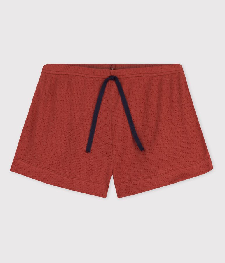 Shorts de algod&oacute;n calado de mujer marron