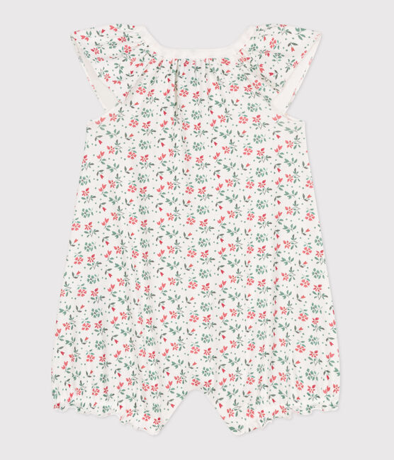 Mono corto de algodón con flores para bebé blanco MARSHMALLOW/blanco MULTICO