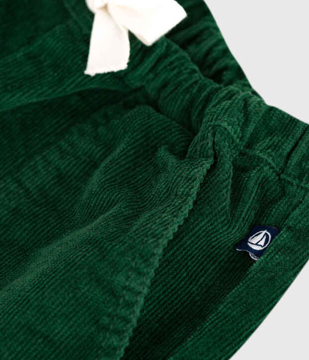 Pantal&oacute;n de pana lisa para beb&eacute; verde