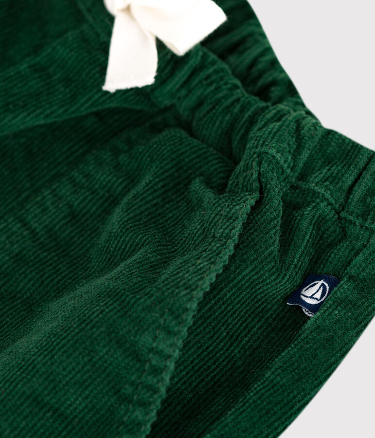 Pantal&oacute;n de pana lisa para beb&eacute; verde