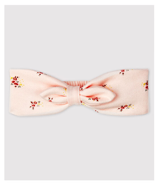 Diadema para el pelo de flores de felpa de bebé niña rosa FLEUR/blanco MULTICO