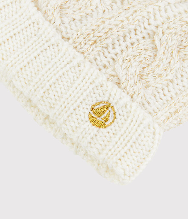 Gorro para ni&ntilde;a blanco/amarillo