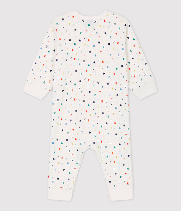 Pelele de beb&eacute; con estampado de letras multicolores de algod&oacute;n org&aacute;nico blanco/multicolor