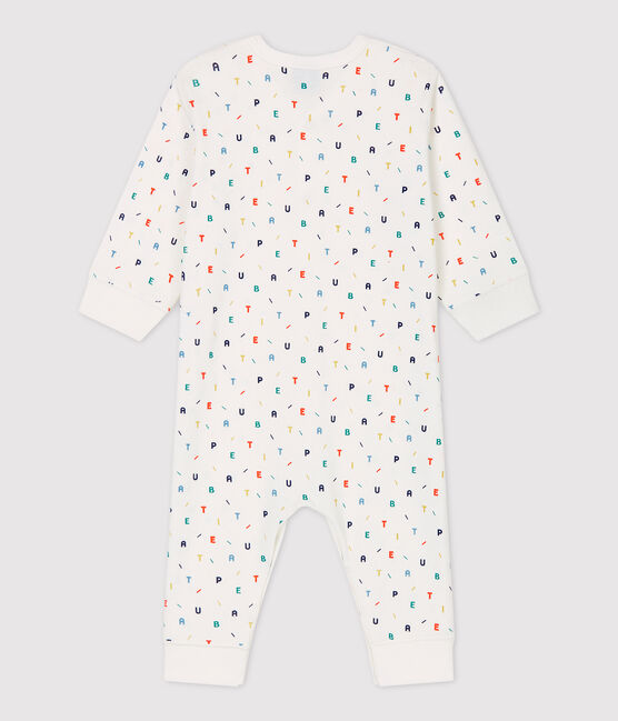 Pelele de bebé con estampado de letras multicolores de algodón orgánico blanco MARSHMALLOW/blanco MULTICO