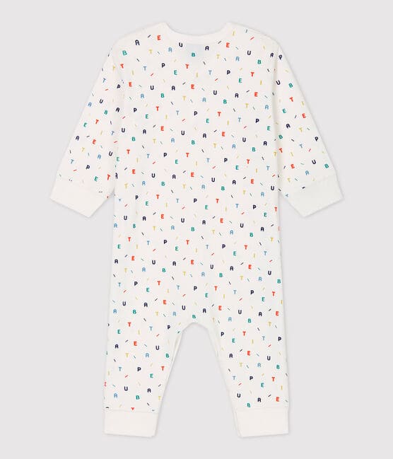 Pelele de bebé con estampado de letras multicolores de algodón orgánico blanco MARSHMALLOW/blanco MULTICO