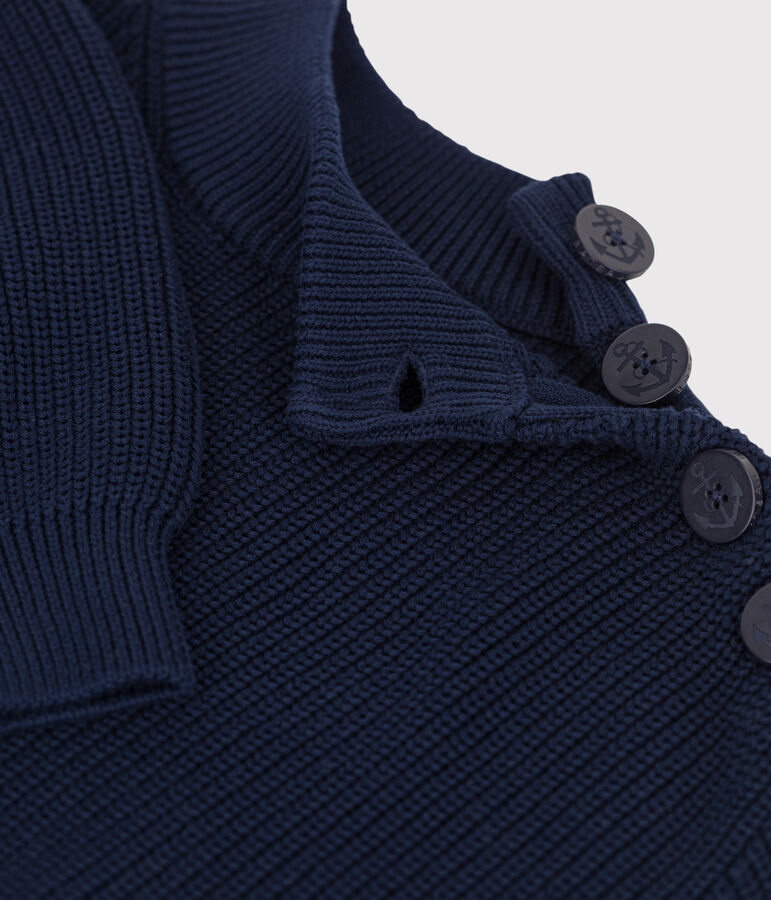 Jersey de punto ingl&eacute;s de algod&oacute;n para mujer azul