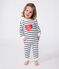 Pijama de algodón con corazón y abertura sin botones de presión para bebé blanco MARSHMALLOW/azul SMOKING