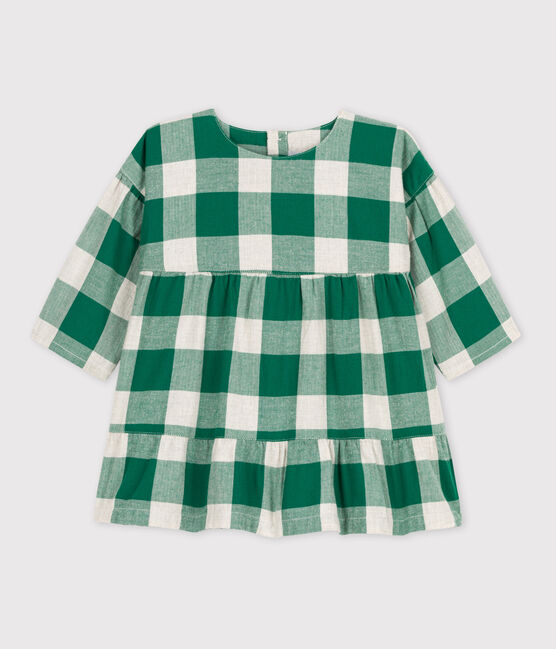 Vestido de franela de manga larga a cuadros para bebé MATCHA/ AVALANCHE