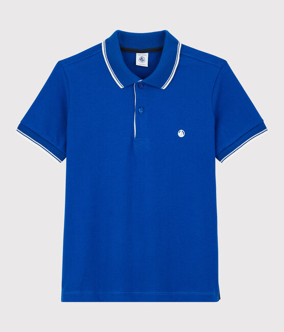 Polo de manga corta de punto de niño azul SURF