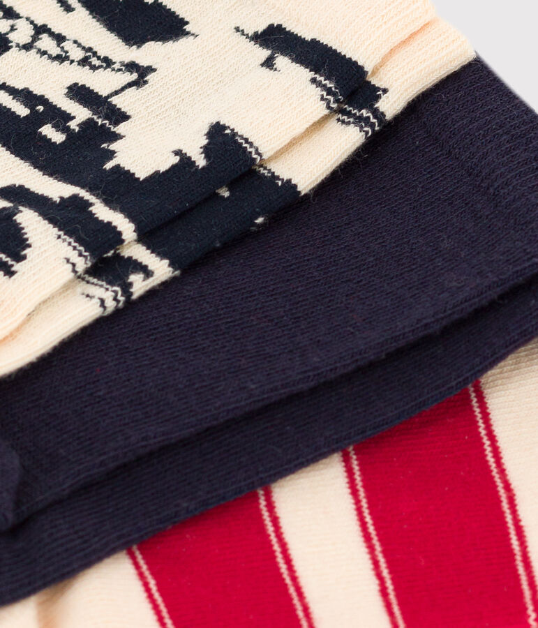 Juego de 3 pares de calcetines de punto de algod&oacute;n con motivo de puerto para ni&ntilde;os multicolor