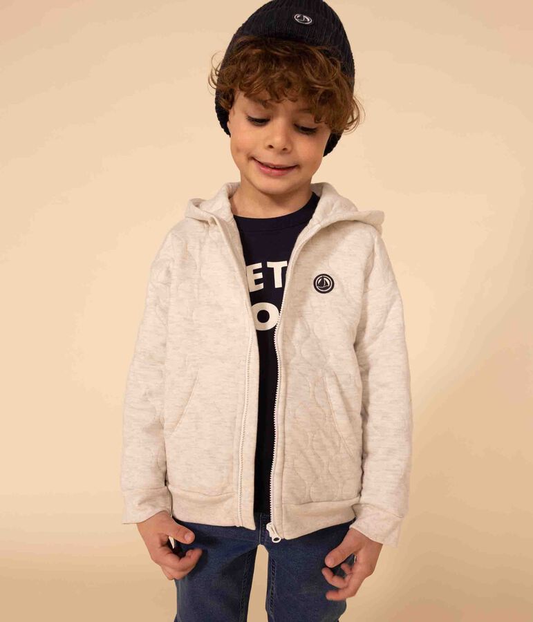 Sudadera con cremallera y capucha de tejido t&uacute;bico acolchado de ni&ntilde;a/ni&ntilde;o beige