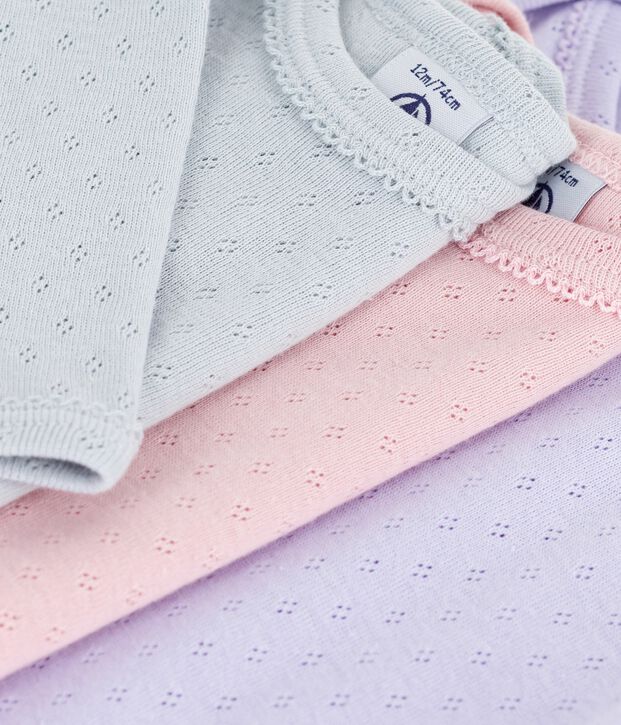 Juego de bodis calados de algod&oacute;n de manga larga para beb&eacute; multicolor