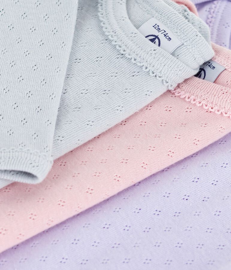 Juego de bodis calados de algod&oacute;n de manga larga para beb&eacute; multicolor