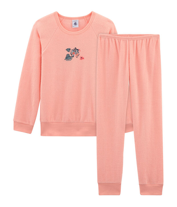 Pijama de rizo picado para ni&ntilde;a rosa