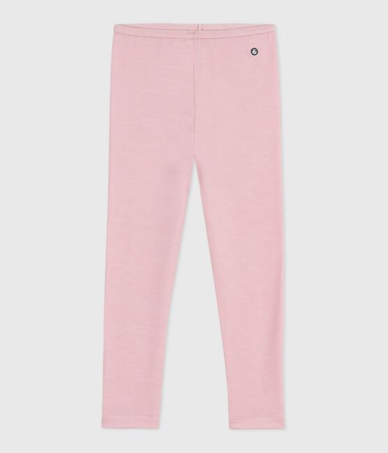 Leggings infantiles lisos de lana y algodón rosa JOLI