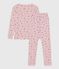 Pijama infantil de algodón con pierna muy ajustada y estampado de flores rosa JOLI/blanco MULTICO