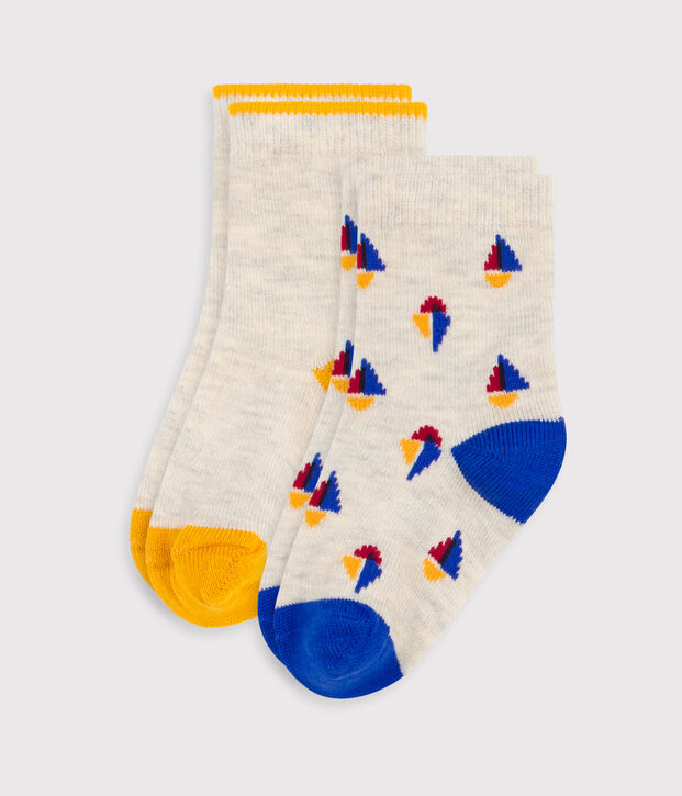 2 pares de calcetines de algod&oacute;n con estampado de barcos para beb&eacute; multicolor