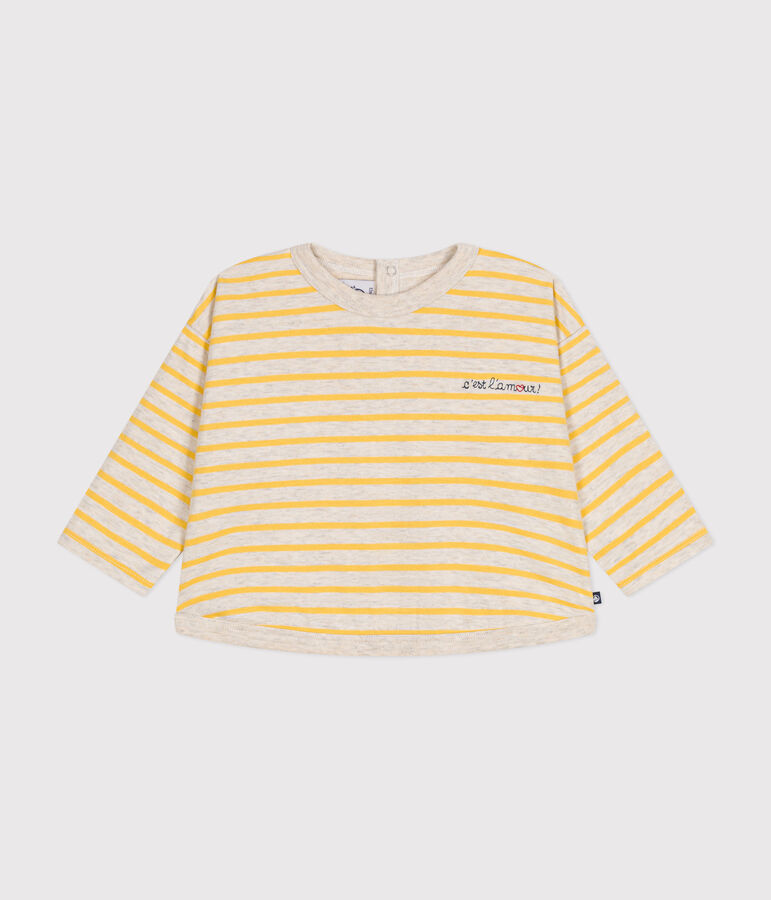 Camiseta de manga larga de t&uacute;bico para beb&eacute; beige/amarillo