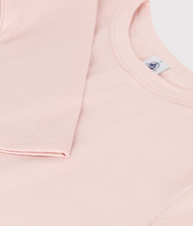 Camiseta de algod&oacute;n L'ICONIQUE abrigada con cuello redondo para mujer rosa