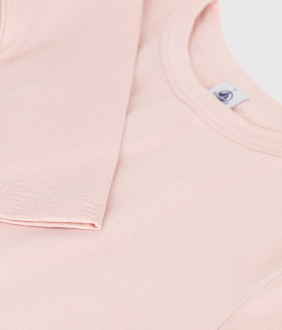 Camiseta de algodón L'ICONIQUE abrigada con cuello redondo para mujer rosa SALINE