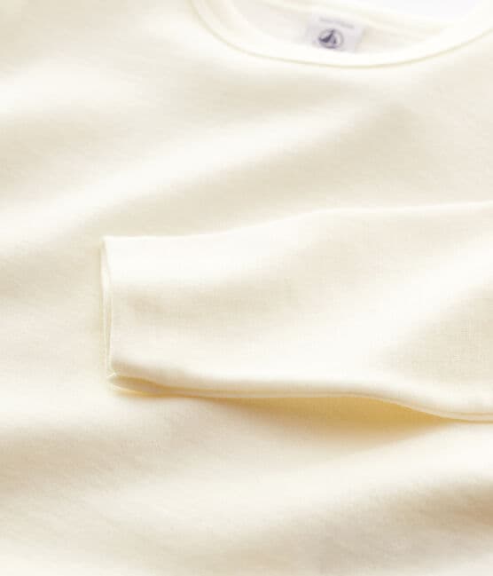 Camiseta infantil de manga larga en lana y algodón gris ECRU