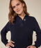 Jersey de algodón con botones en el cuello para mujer azul SMOKING