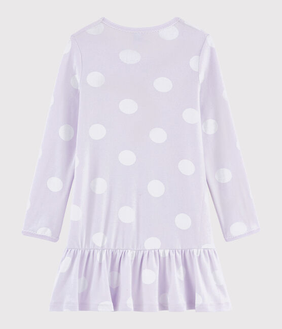 Camisón de niña con lunares de punto violeta LISERON/blanco ECUME