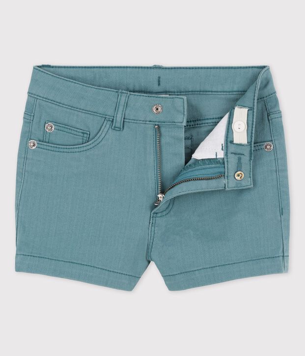 Shorts de tejido vaquero para ni&ntilde;a verde