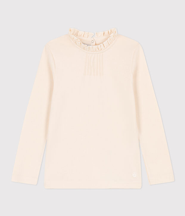 Camiseta de algod&oacute;n de manga larga de ni&ntilde;a crudo