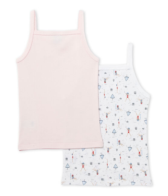 Lote de 2 camisetas de tirantes para niña blanco .
