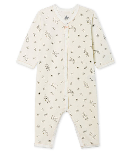 Pijama sin pies de punto para bebé niña blanco MARSHMALLOW/blanco MULTICO