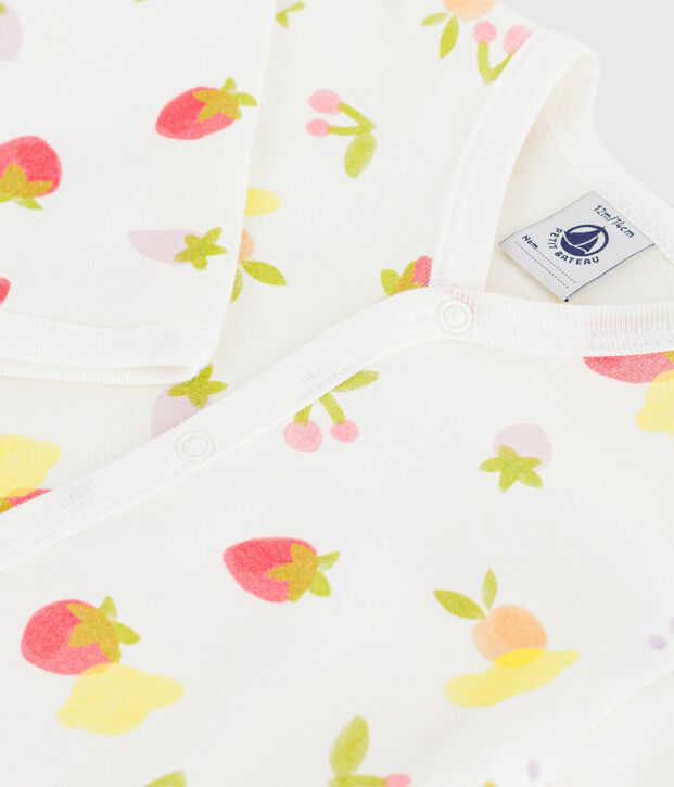 Pijama de algod&oacute;n con estampado de frutas para beb&eacute; blanco/multicolor