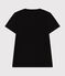 Camiseta LA RECTA de algodón con cuello de pico para mujer negro BLACK