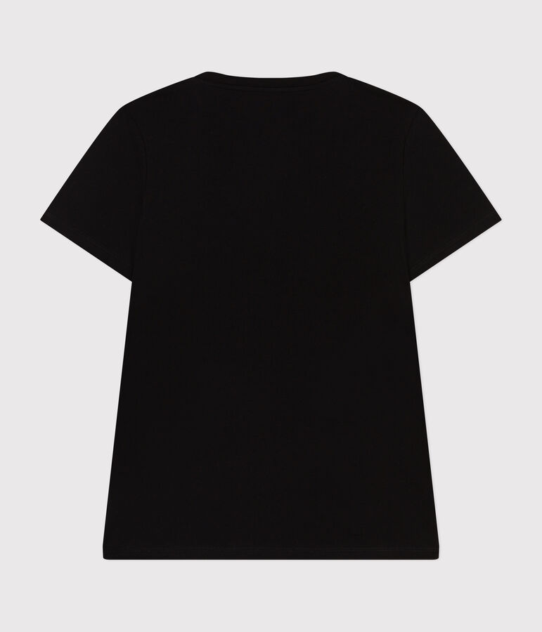 Camiseta LA RECTA de algod&oacute;n con cuello de pico para mujer negro