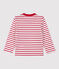 Camiseta a rayas de algodón de bebé blanco MARSHMALLOW/rojo TERKUIT