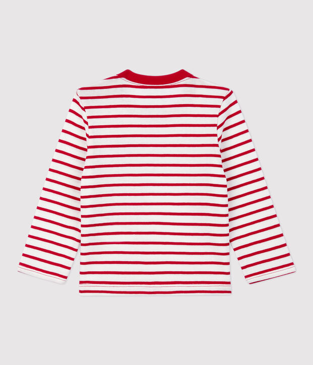 Camiseta a rayas de algod&oacute;n de beb&eacute; blanco/rojo