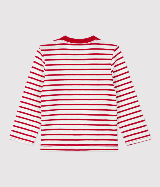 Camiseta a rayas de algodón de bebé blanco MARSHMALLOW/rojo TERKUIT