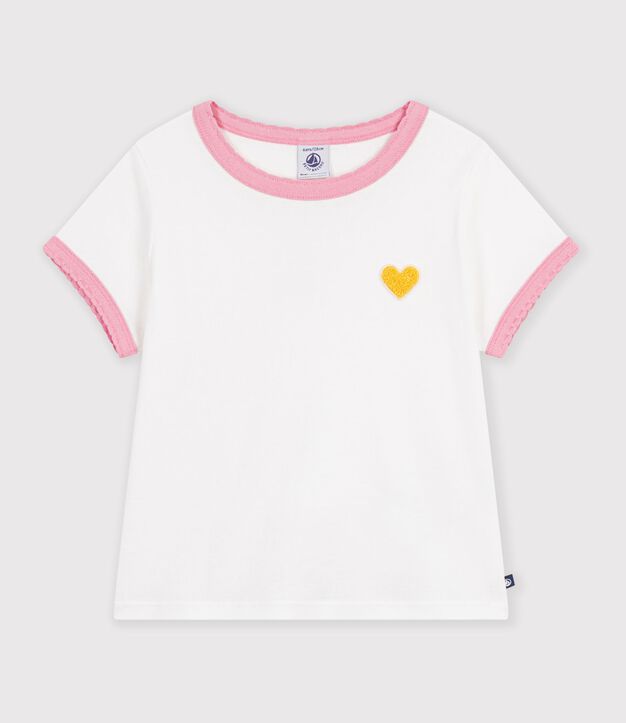 Camiseta infantil lisa de manga corta blanco