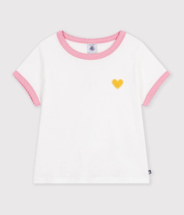 Camiseta infantil lisa de manga corta blanco