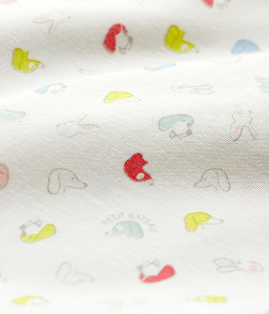 Pijama enterizo de perritos de colores de bebé de algodón ecológico blanco MARSHMALLOW/blanco MULTICO