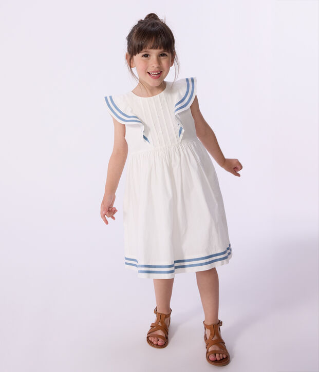 Vestido infantil de algod&oacute;n sin mangas blanco