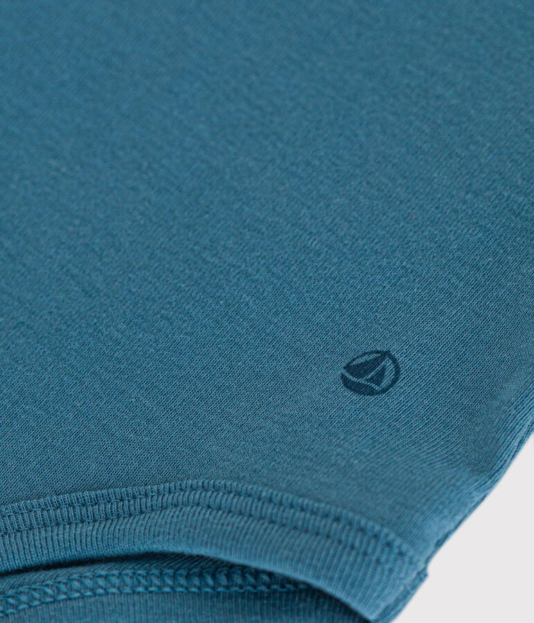 Body de manga larga con cuello babero de algod&oacute;n de beb&eacute; azul